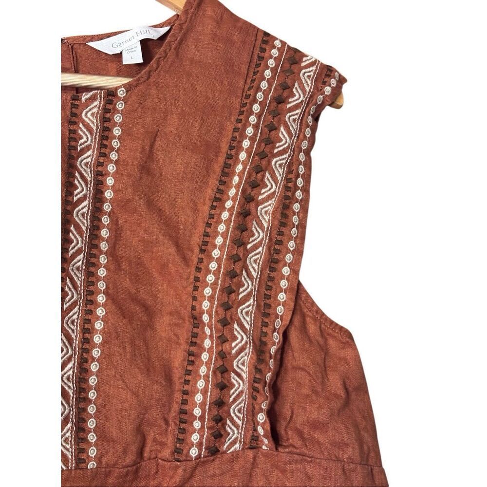 Garnet hill Magnolia Linen Top embroidered relaxed boxy fit large - Picture 10 of 12